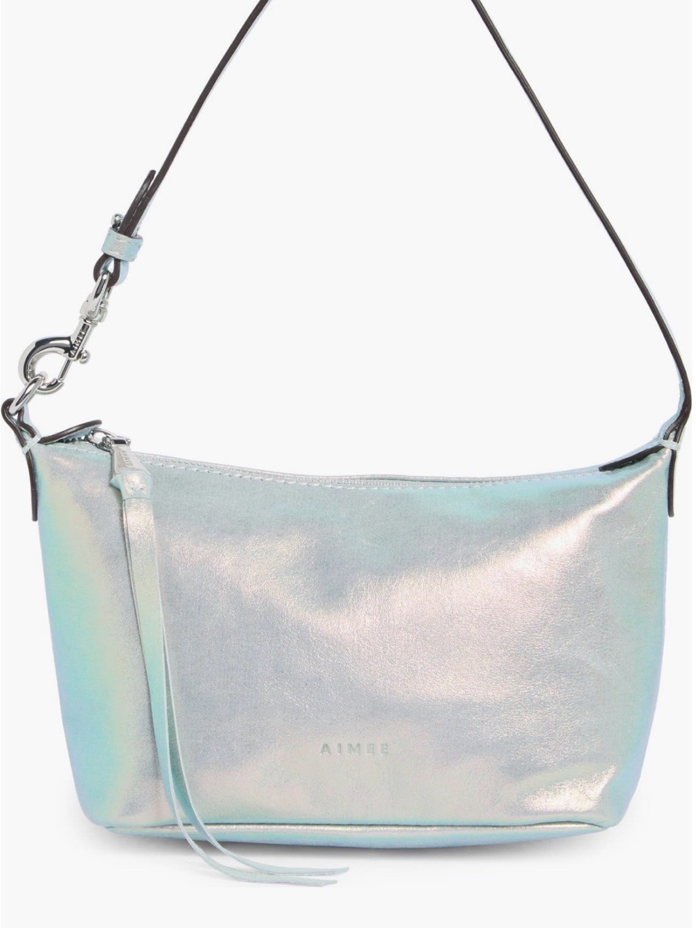 Aimee Kestenberg Iridescent Mirror Blue Escape Pouchette Leather Shoulder Bag